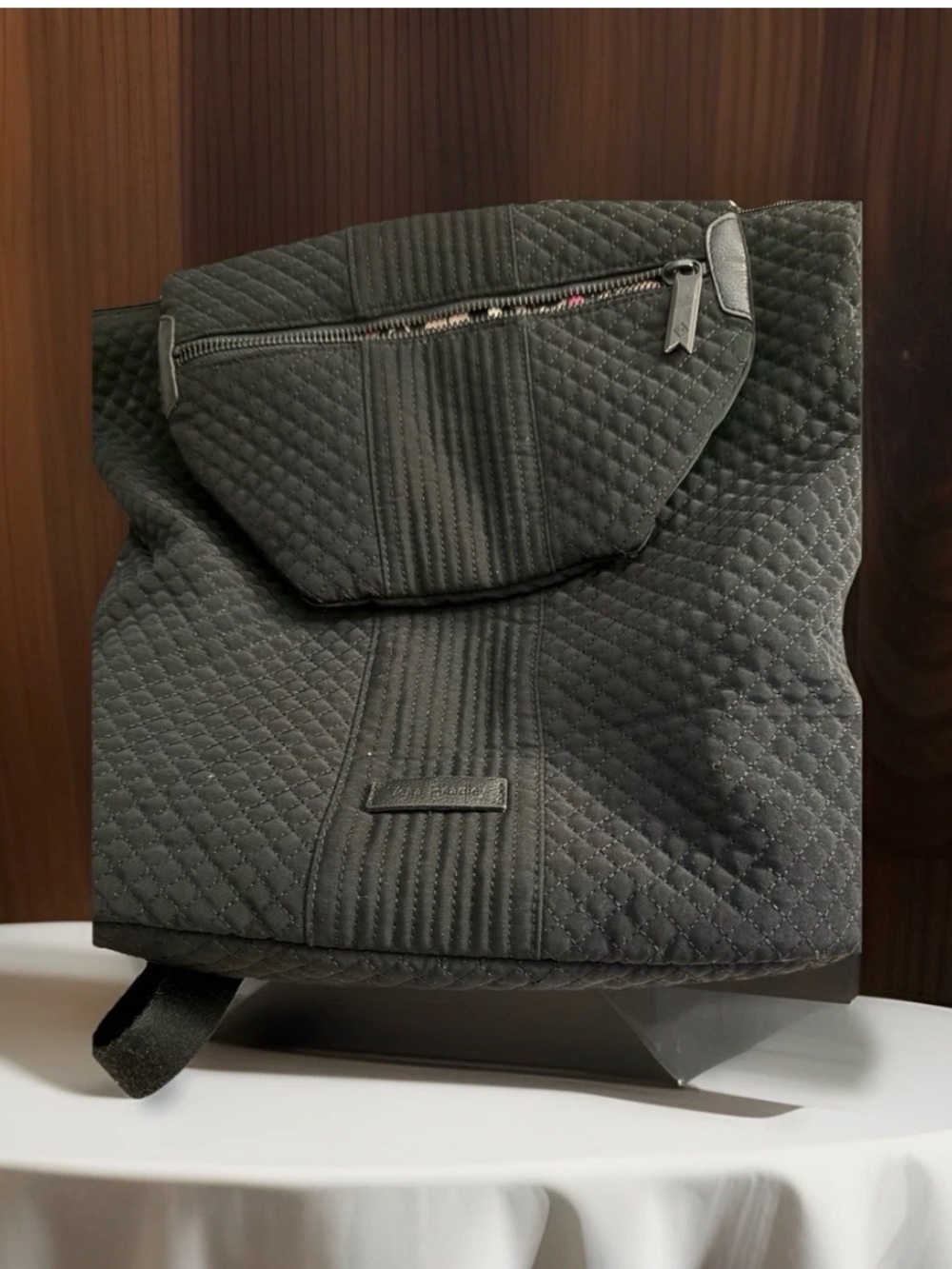 Vera Bradley Quilted Black Satchel Backpack
